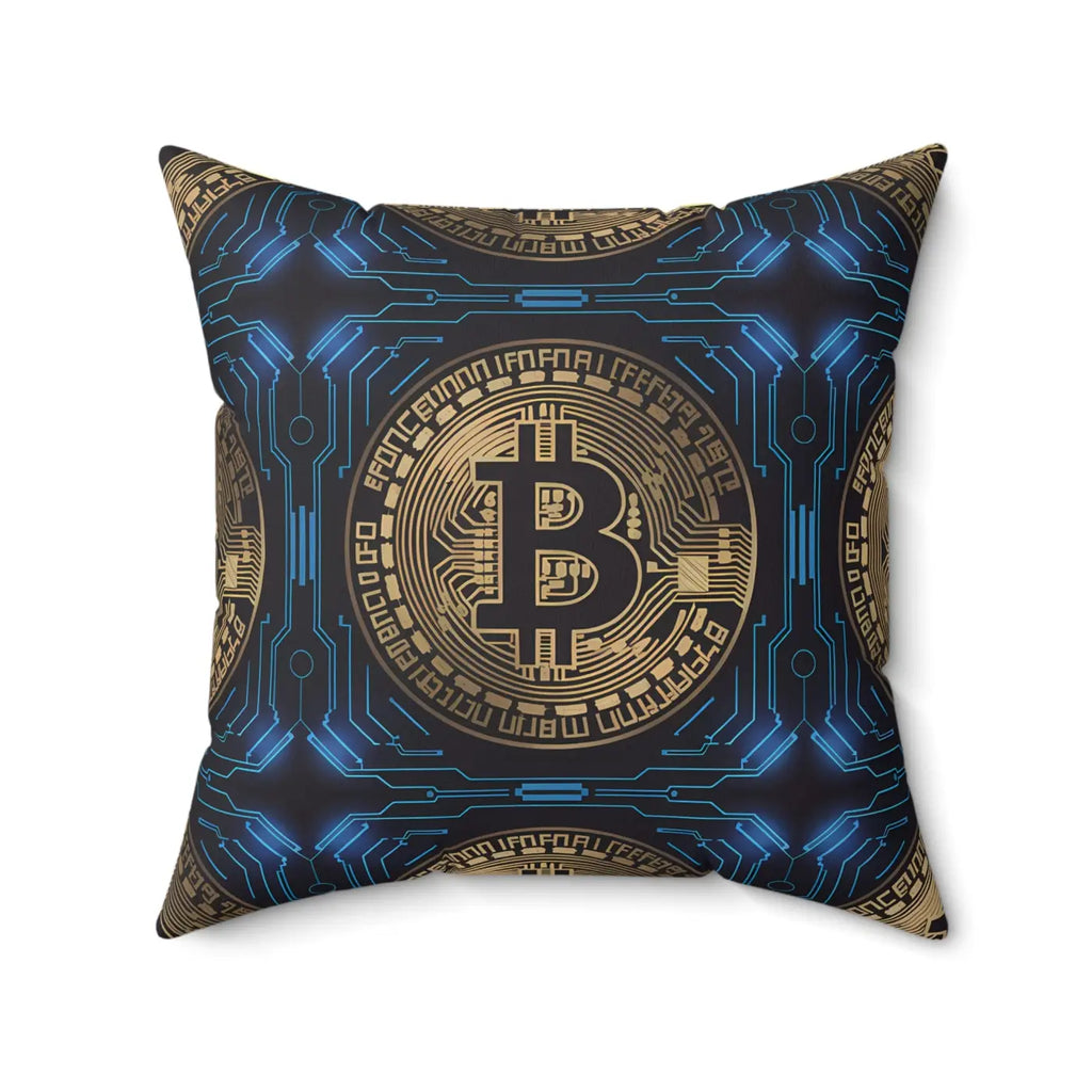 Bitcoin Bliss Blue Pillow - Spun Polyester Throw Decor - DipaliZ