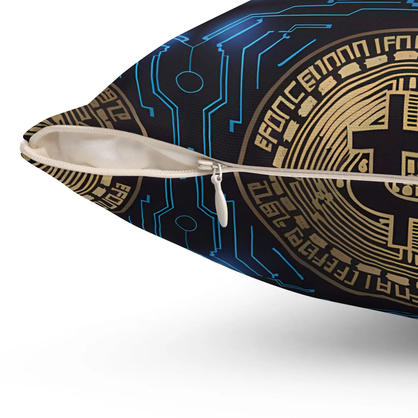 Bitcoin Bliss Blue Pillow - Spun Polyester Throw Decor - DipaliZ