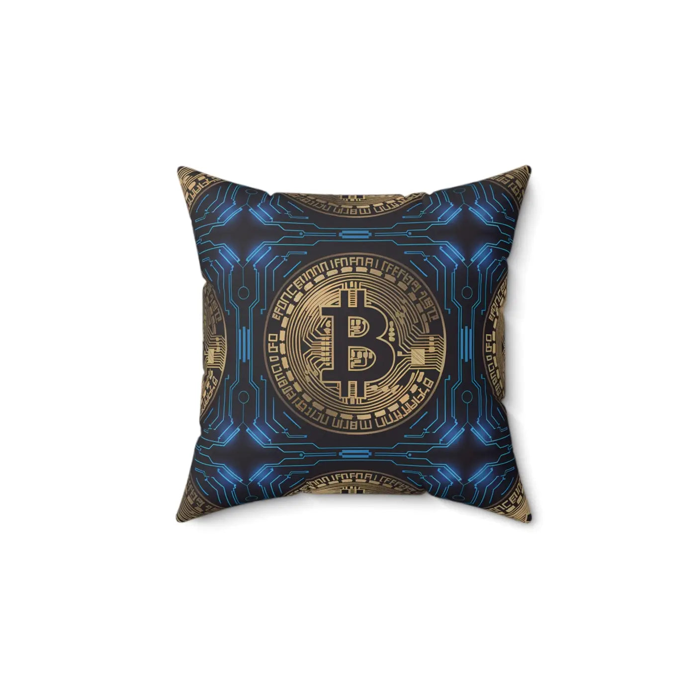 Bitcoin Bliss Blue Pillow - Spun Polyester Throw Decor - DipaliZ