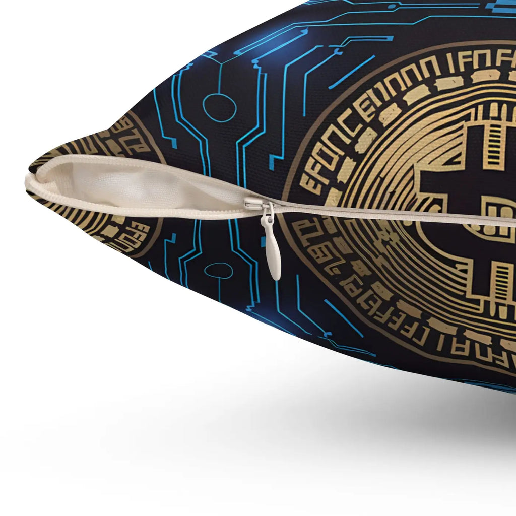 Bitcoin Bliss Blue Pillow - Spun Polyester Throw Decor - DipaliZ