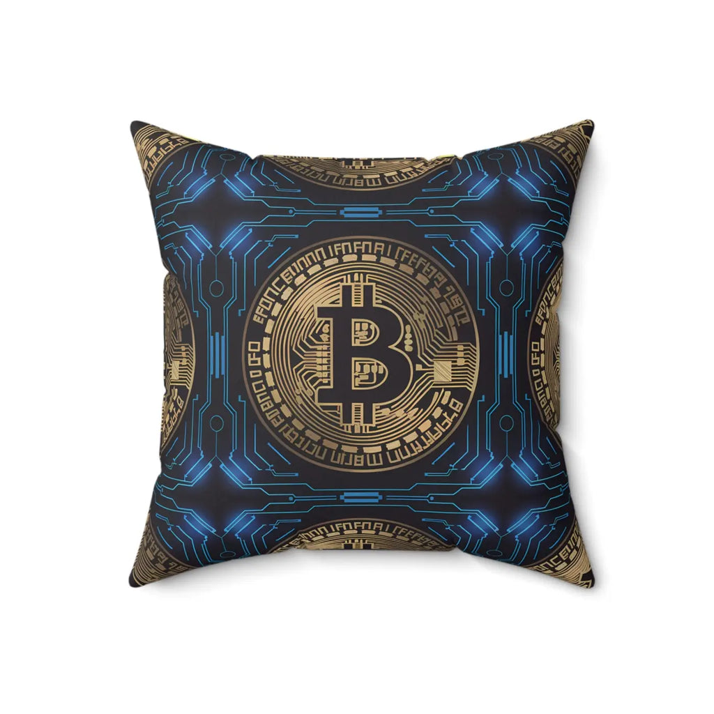 Bitcoin Bliss Blue Pillow - Spun Polyester Throw Decor - DipaliZ