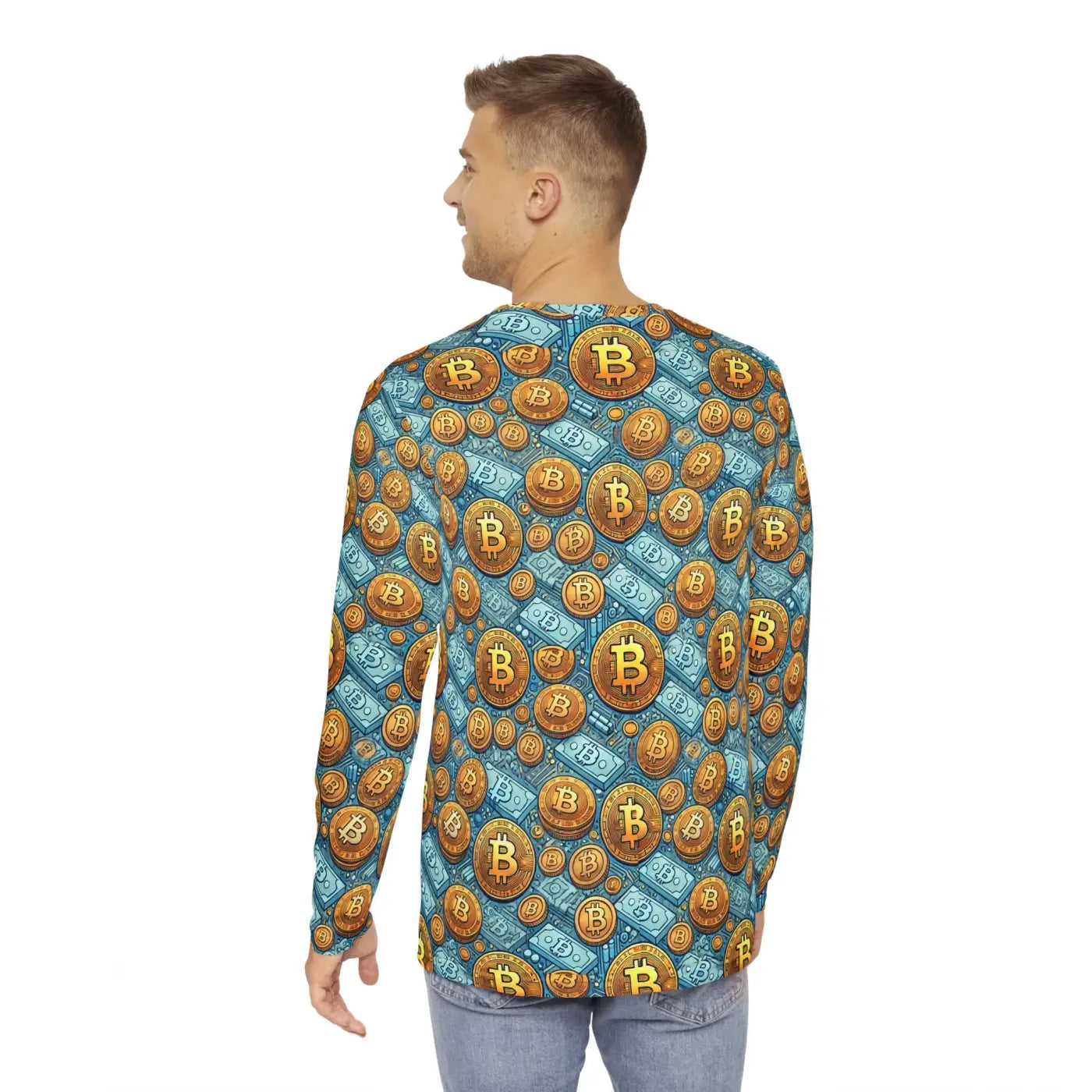 Bitcoin Fashion Men's Long Sleeve AOP Shirt - Crypto Style - DipaliZ