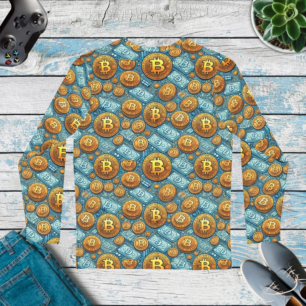 Bitcoin Fashion Men's Long Sleeve AOP Shirt - Crypto Style - DipaliZ