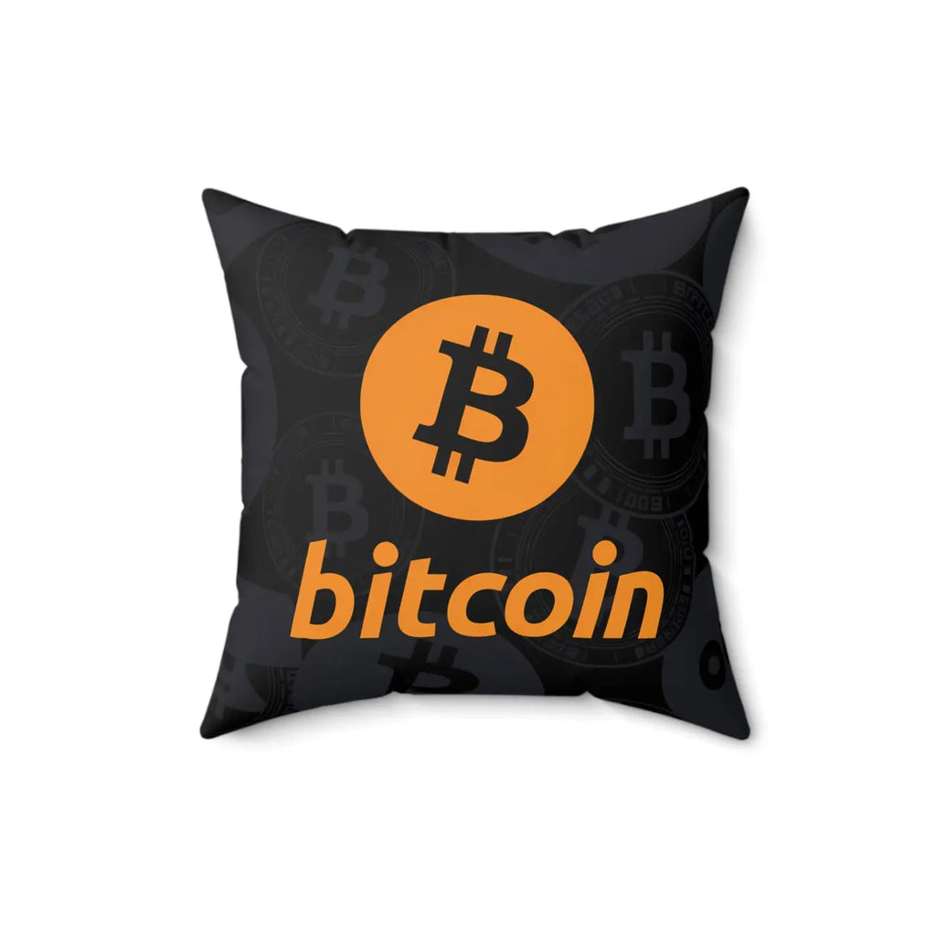 Bitcoin Crypto Spun Polyester Pillow - Modern Home Decor - DipaliZ