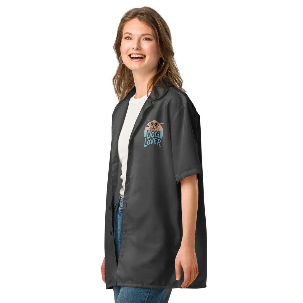 Cool Dog Lover Unisex Button Shirt - Bold Emblem Design - DipaliZ