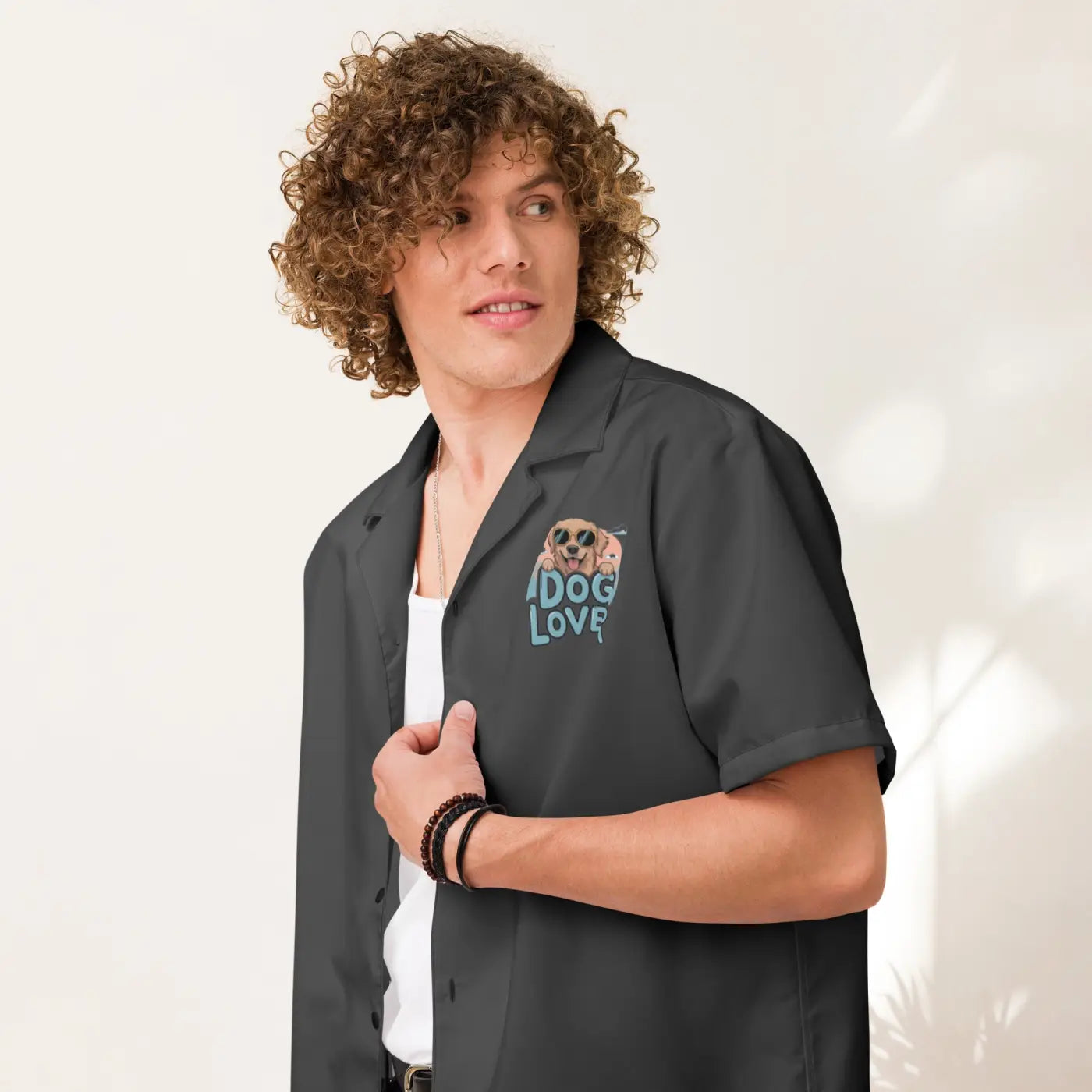 Cool Dog Lover Unisex Button Shirt - Bold Emblem Design - DipaliZ