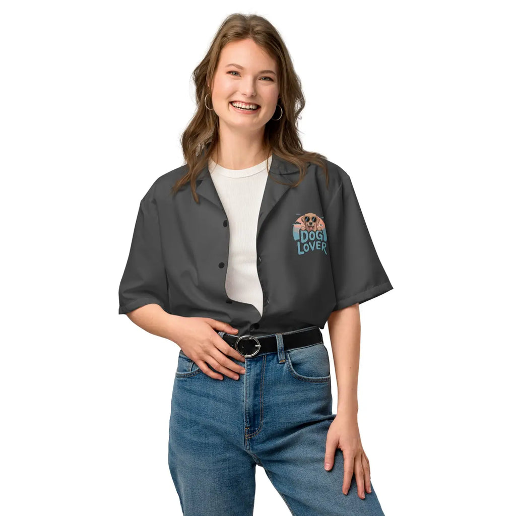 Cool Dog Lover Unisex Button Shirt - Bold Emblem Design - DipaliZ