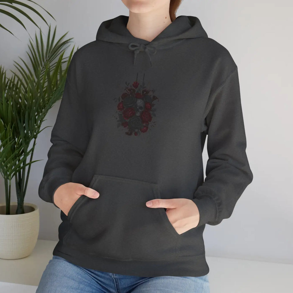 Dark Floral Hoodie - Moody Black Rose Art Print - DipaliZ
