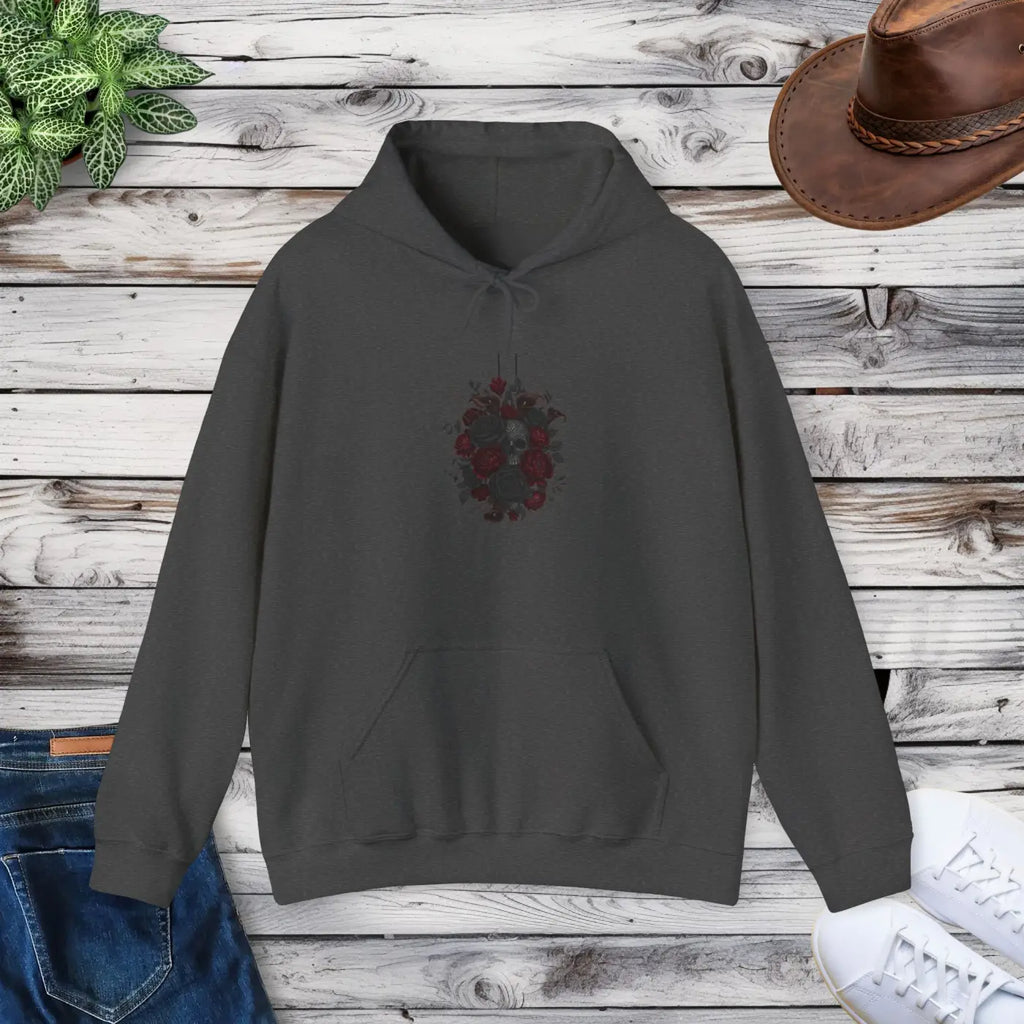 Dark Floral Hoodie - Moody Black Rose Art Print - DipaliZ