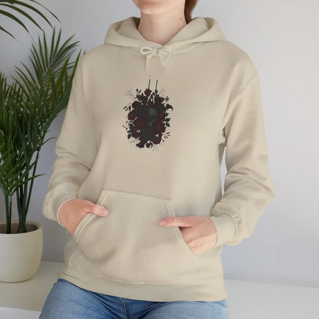 Dark Floral Hoodie - Moody Black Rose Art Print - DipaliZ