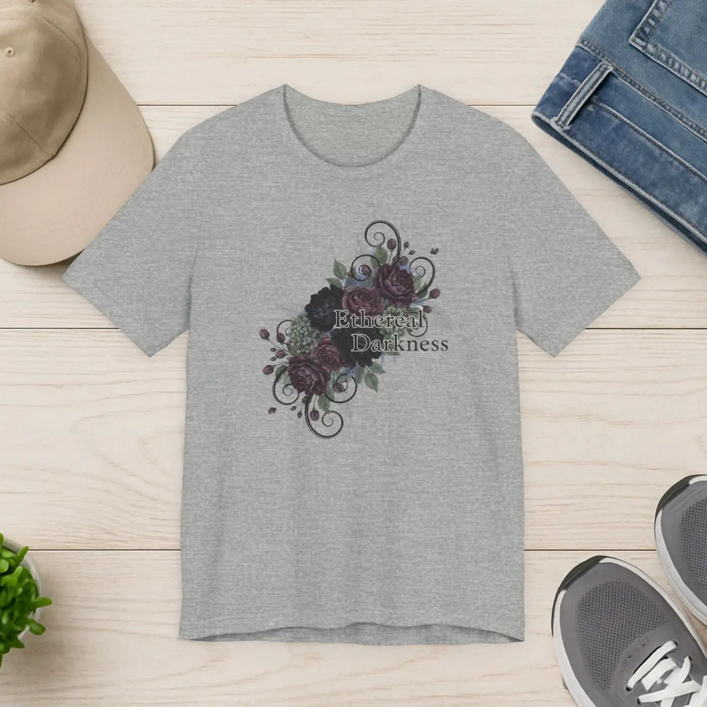 Goth Floral Tee - Dusty Plum Crew Neck Style - DipaliZ