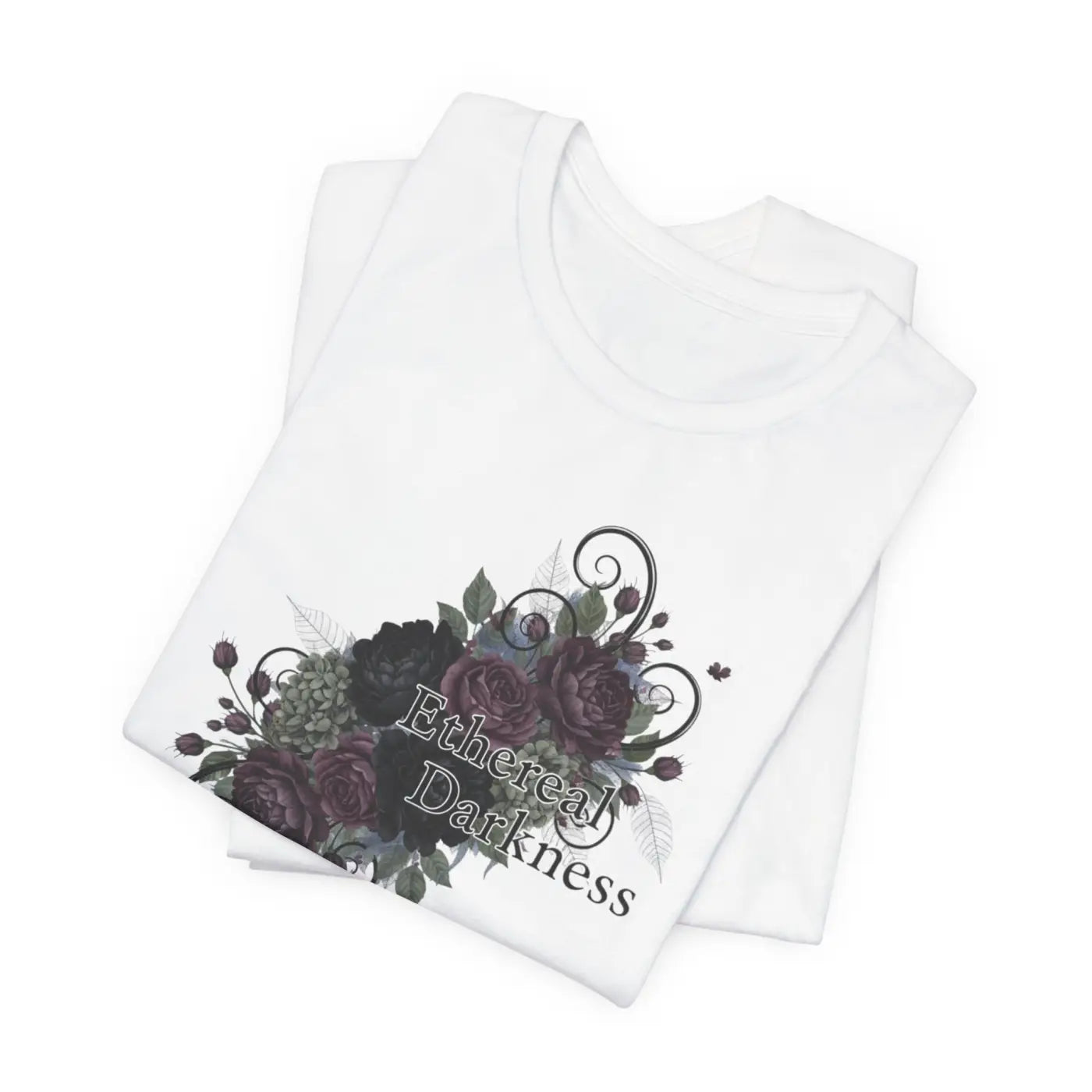 Goth Floral Tee - Dusty Plum Crew Neck Style - DipaliZ