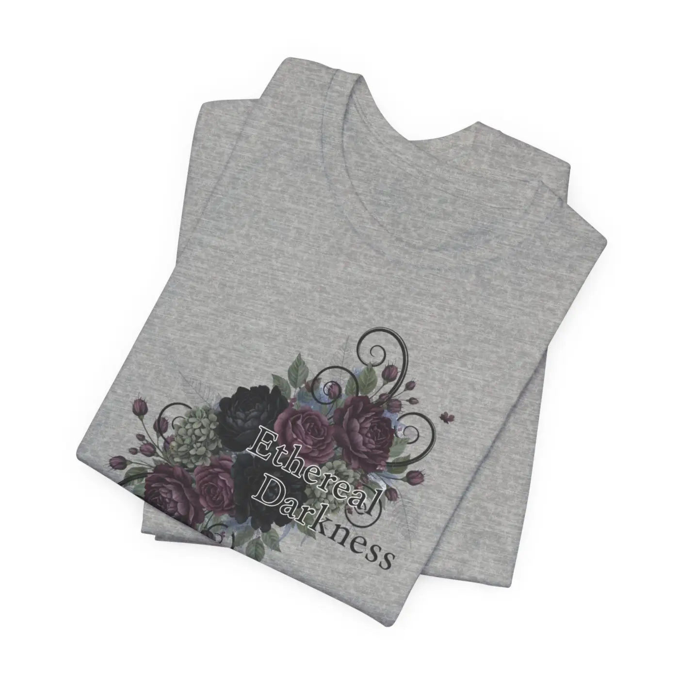 Goth Floral Tee - Dusty Plum Crew Neck Style - DipaliZ
