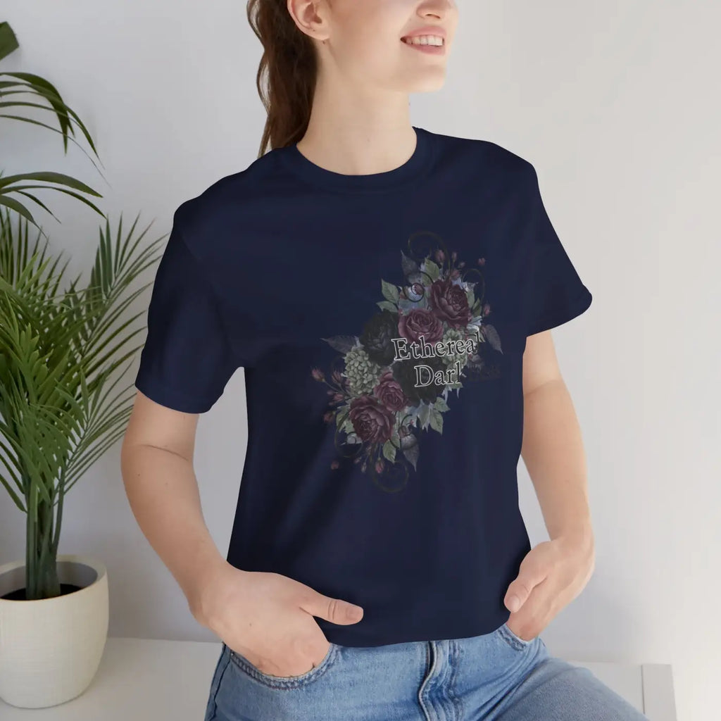 Goth Floral Tee - Dusty Plum Crew Neck Style - DipaliZ