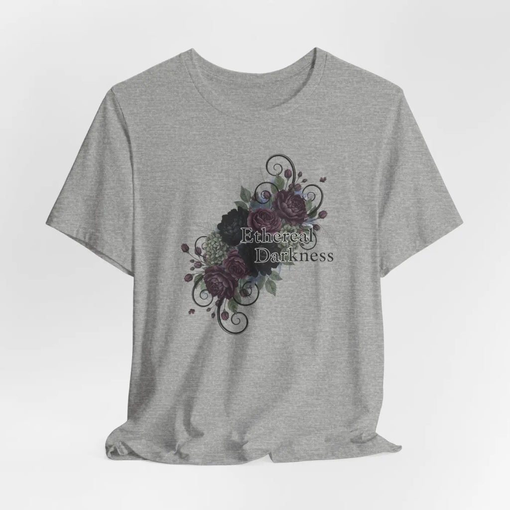 Goth Floral Tee - Dusty Plum Crew Neck Style - DipaliZ