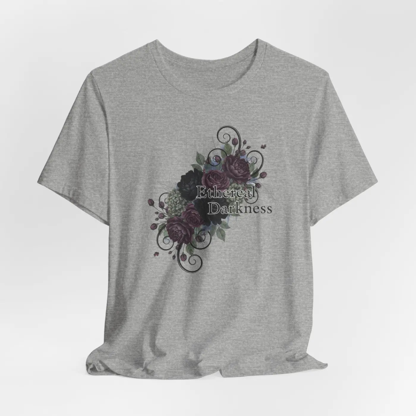 Goth Floral Tee - Dusty Plum Crew Neck Style - DipaliZ