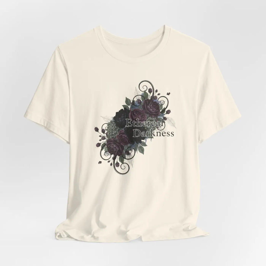 Goth Floral Tee - Dusty Plum Crew Neck Style - DipaliZ
