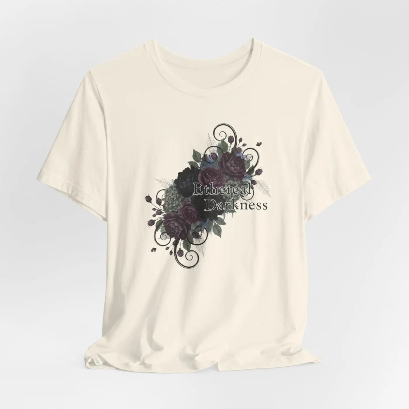 Goth Floral Tee - Dusty Plum Crew Neck Style - DipaliZ
