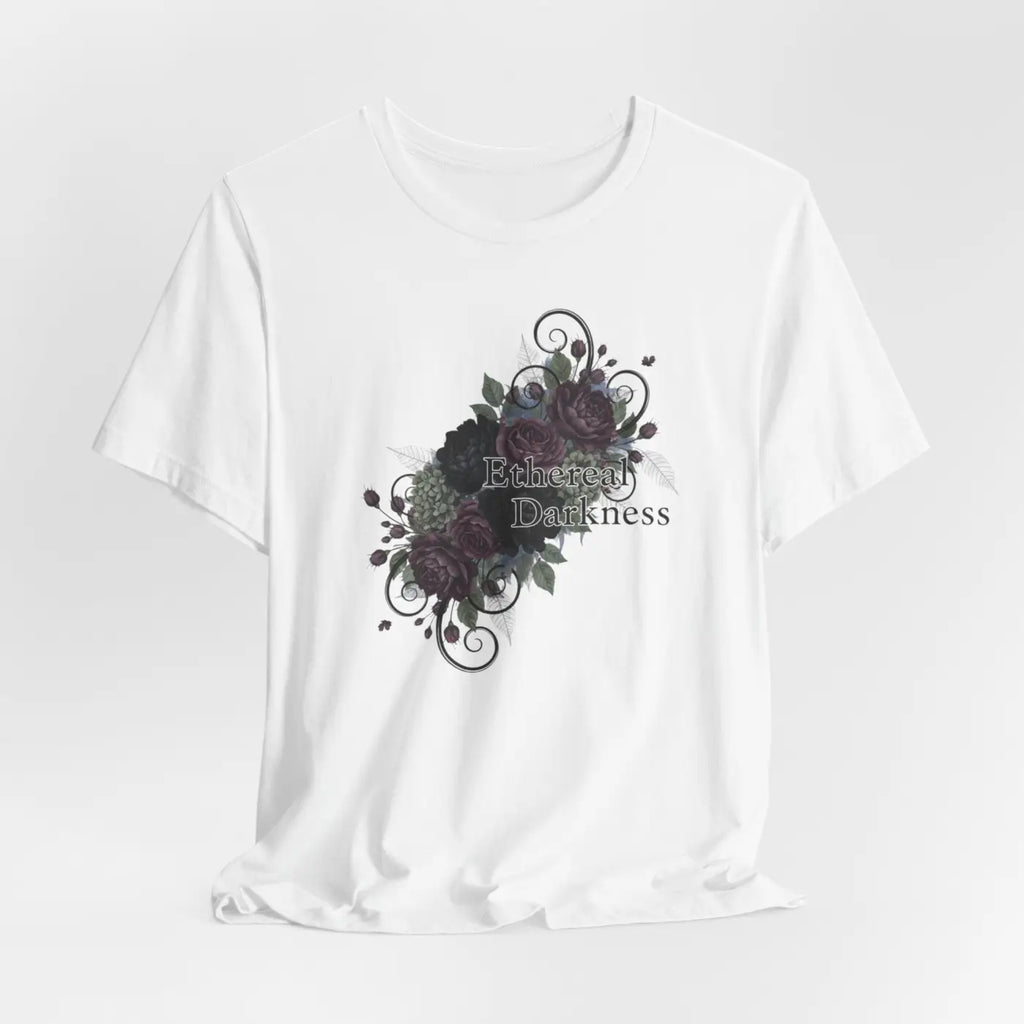Goth Floral Tee - Dusty Plum Crew Neck Style - DipaliZ