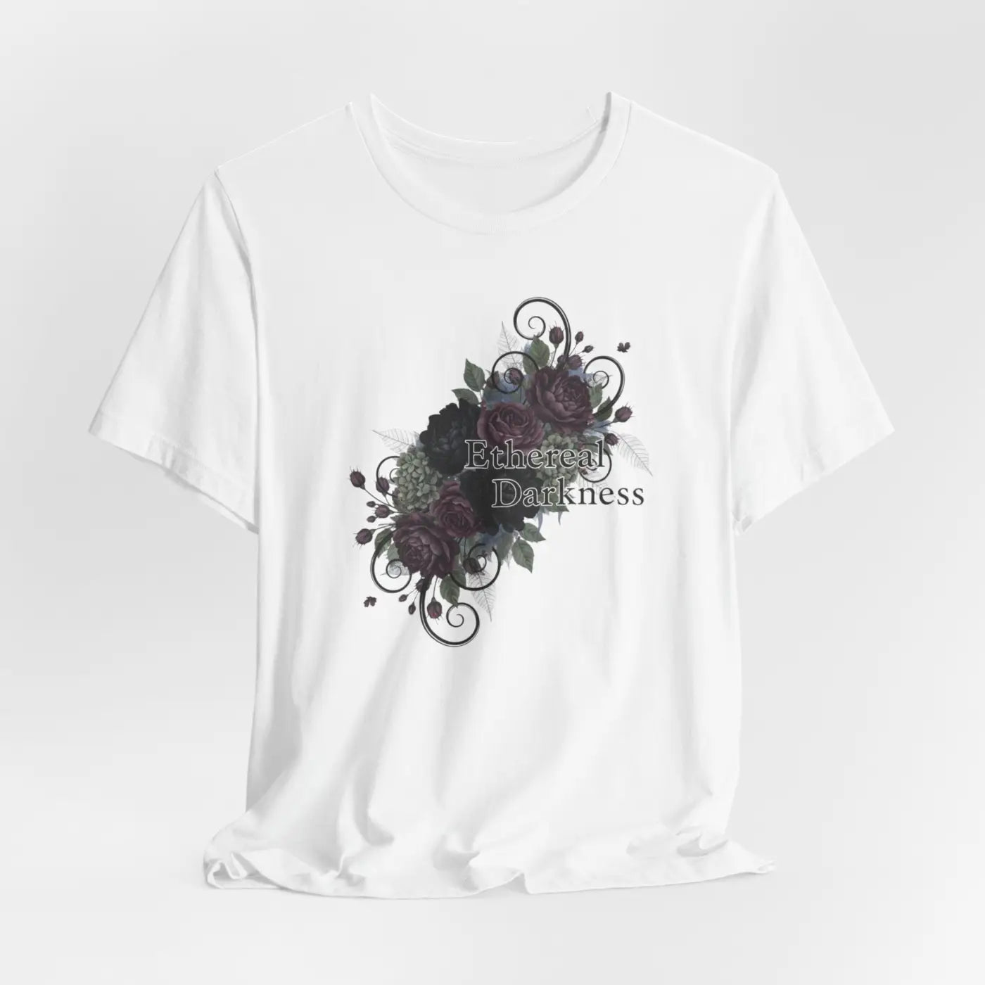 Goth Floral Tee - Dusty Plum Crew Neck Style - DipaliZ
