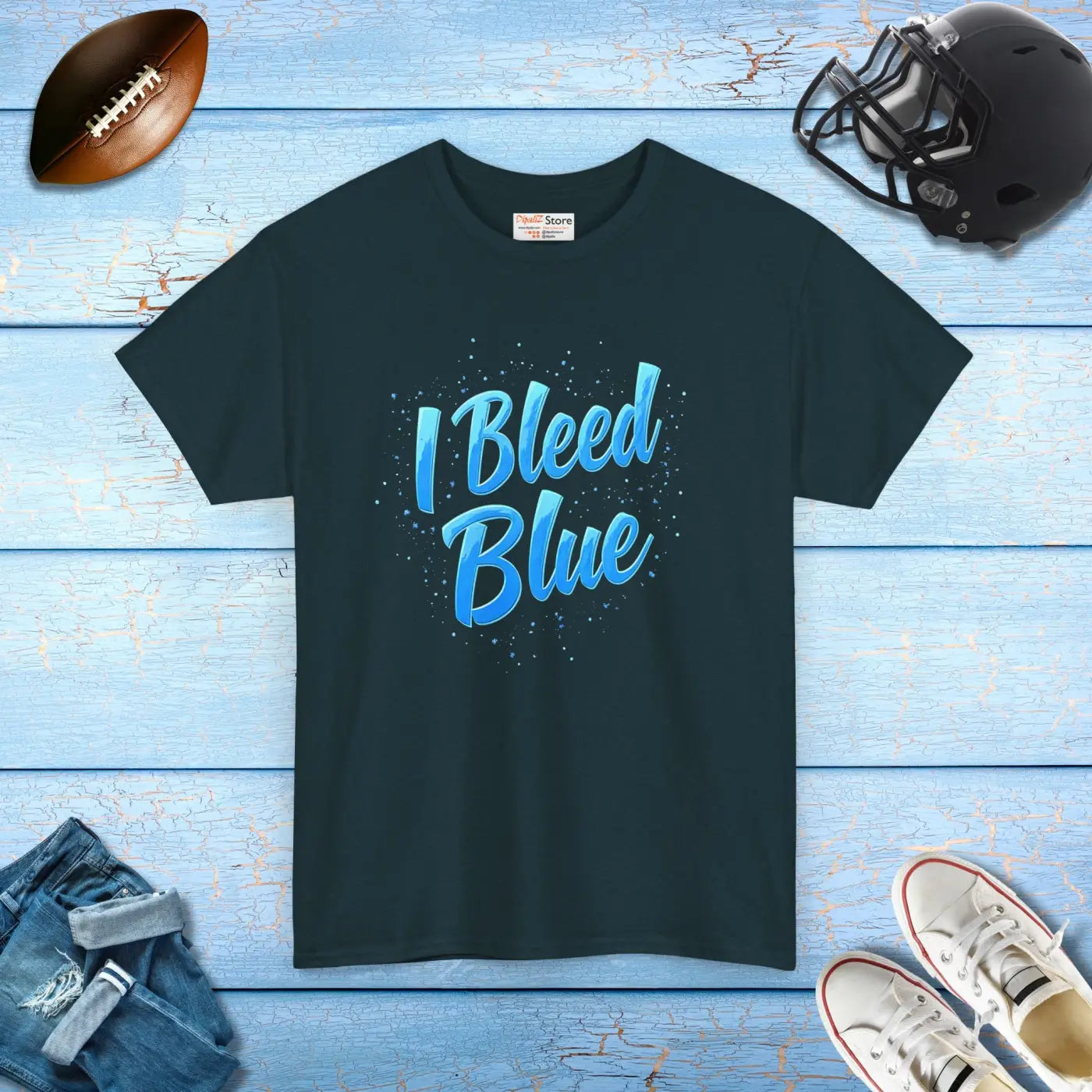 Super Football Blue Heavy Cotton Tee - Unisex Comfort - DipaliZ
