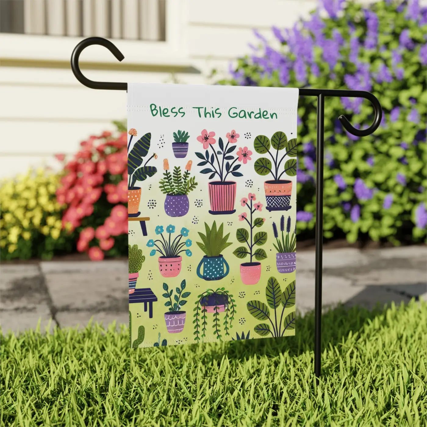 Potted Plants House Banner - Poly Poplin Canvas Fabric - DipaliZ