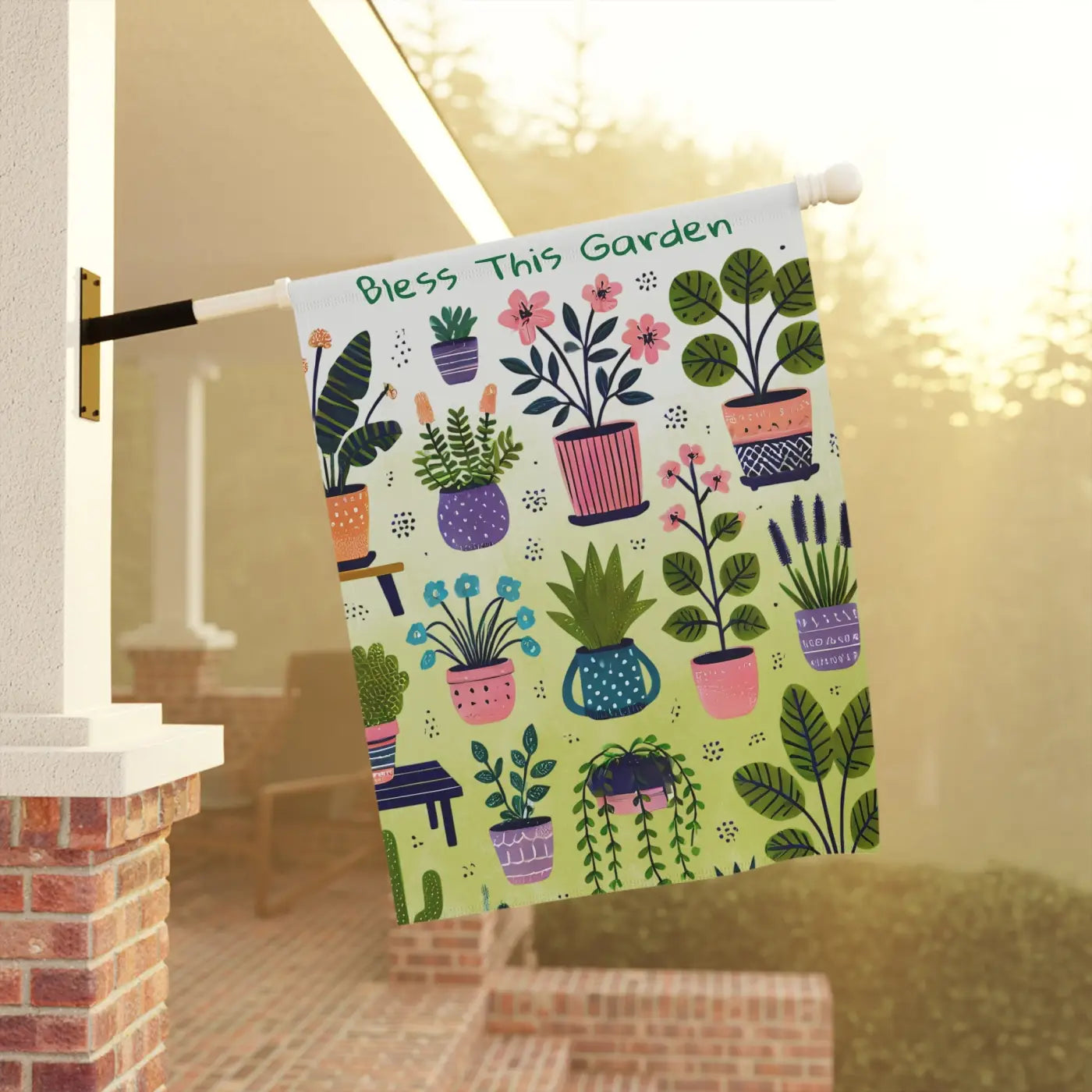 Potted Plants House Banner - Poly Poplin Canvas Fabric - DipaliZ