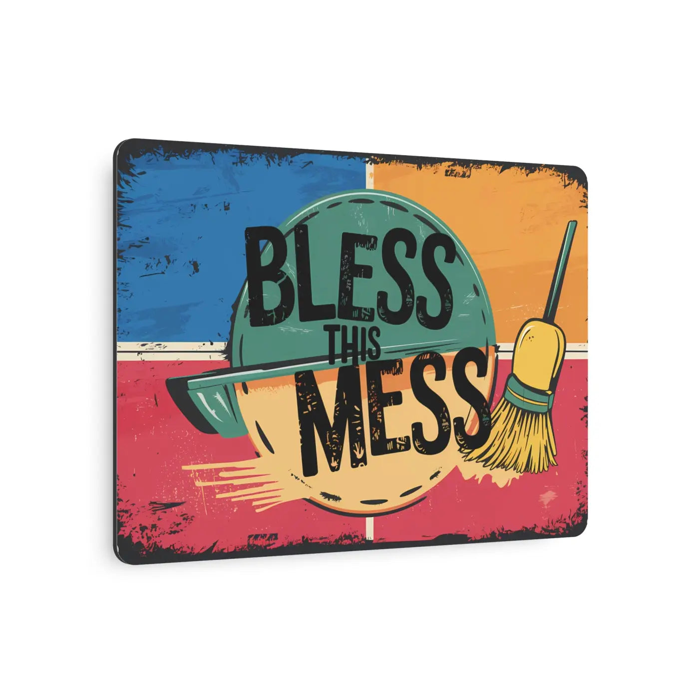 Bless This Mess Metal Art Sign - White Aluminum Composite - DipaliZ