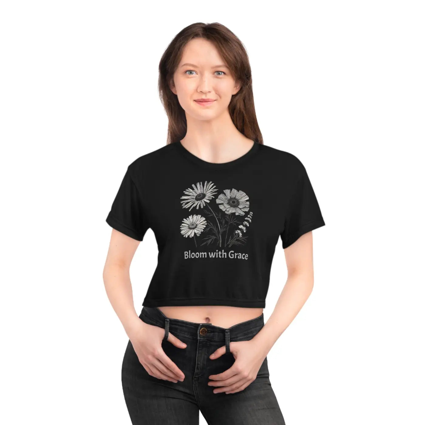 Wildflower AOP Crop Tee - Graceful Nature Print - DipaliZ