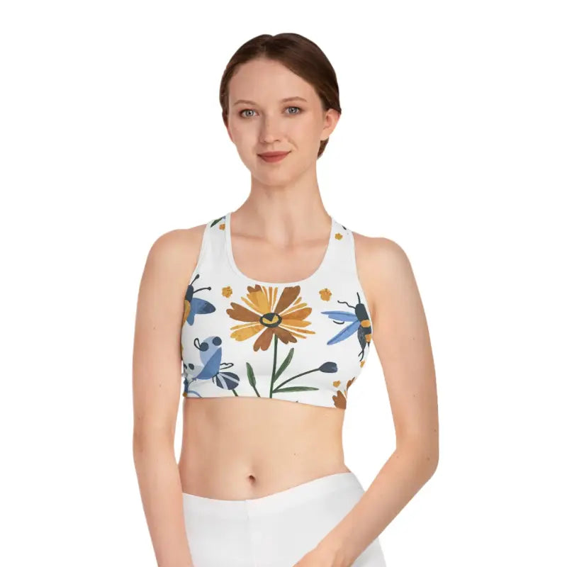 Floral Sports Bra - Stylish Workout Comfort - DipaliZ