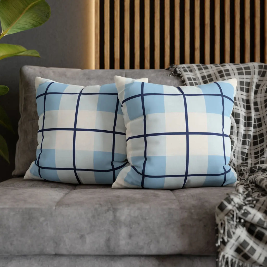 Buffalo Plaid Cushion Cover - Coastal Blue Vibes - DipaliZ