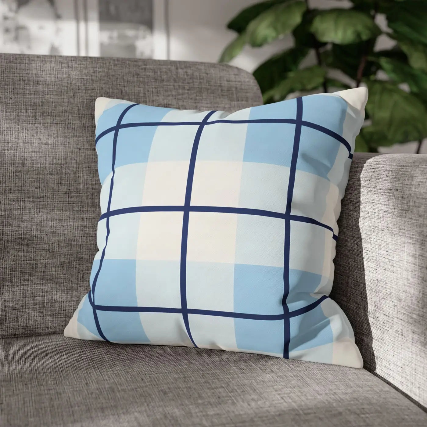 Buffalo Plaid Cushion Cover - Coastal Blue Vibes - DipaliZ