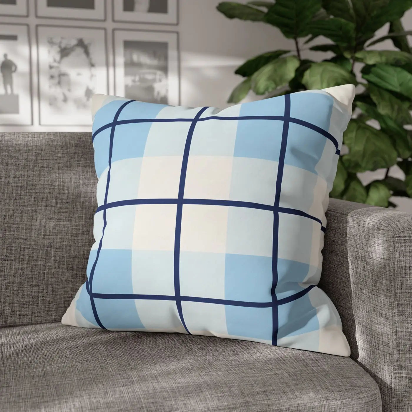 Buffalo Plaid Cushion Cover - Coastal Blue Vibes - DipaliZ