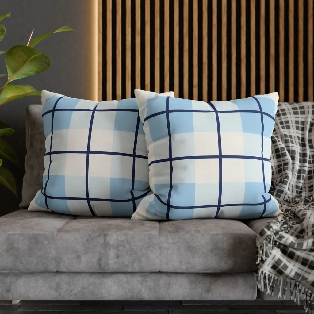 Buffalo Plaid Cushion Cover - Coastal Blue Vibes - DipaliZ