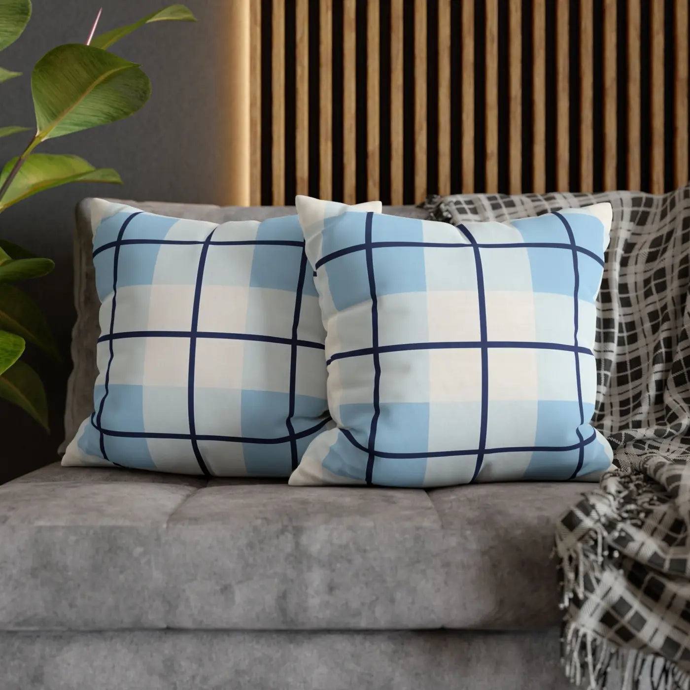 Buffalo Plaid Cushion Cover - Coastal Blue Vibes - DipaliZ