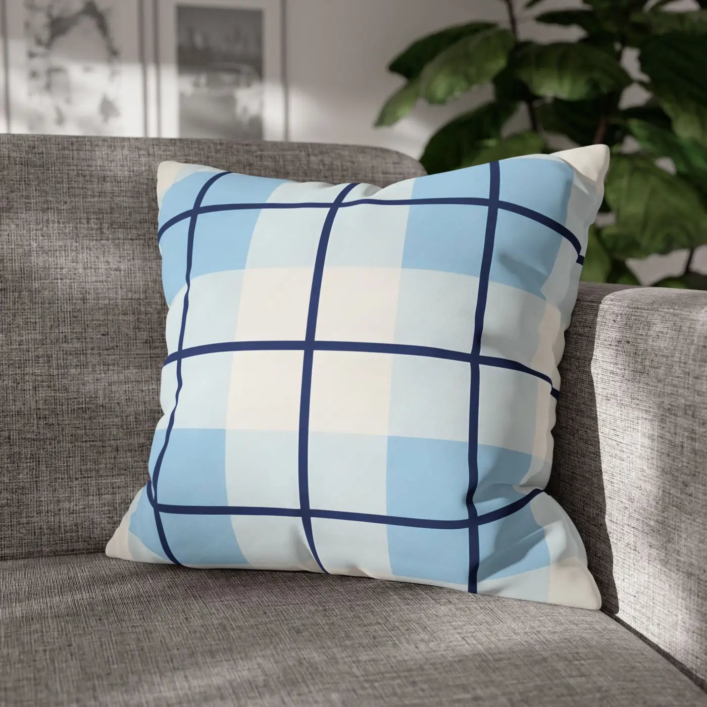 Buffalo Plaid Cushion Cover - Coastal Blue Vibes - DipaliZ