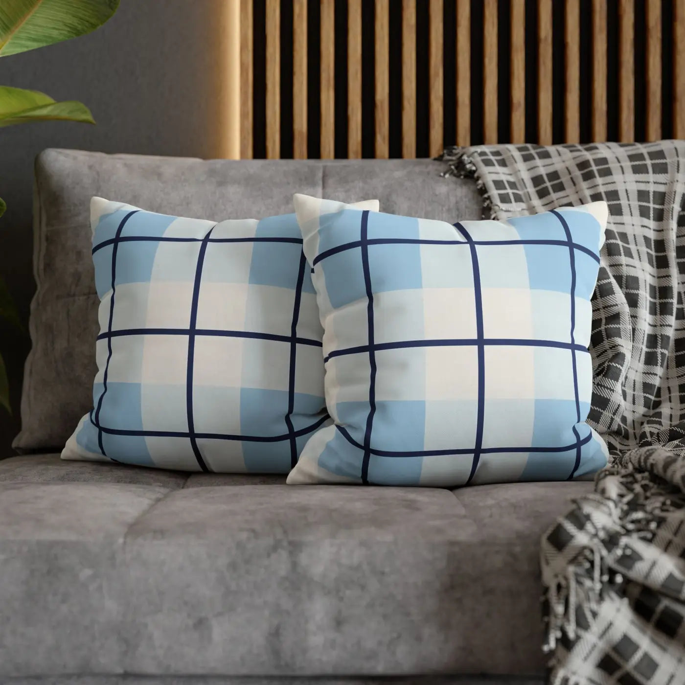 Buffalo Plaid Cushion Cover - Coastal Blue Vibes - DipaliZ