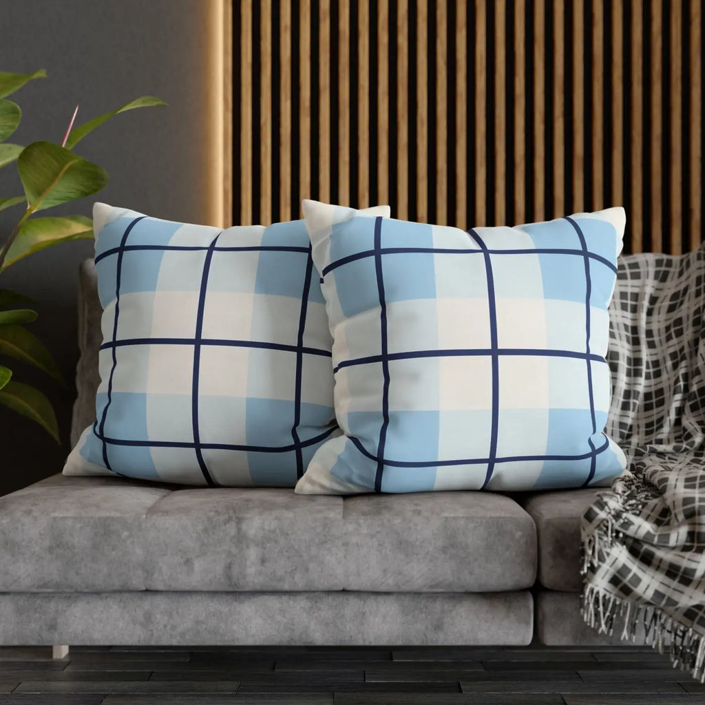 Buffalo Plaid Cushion Cover - Coastal Blue Vibes - DipaliZ