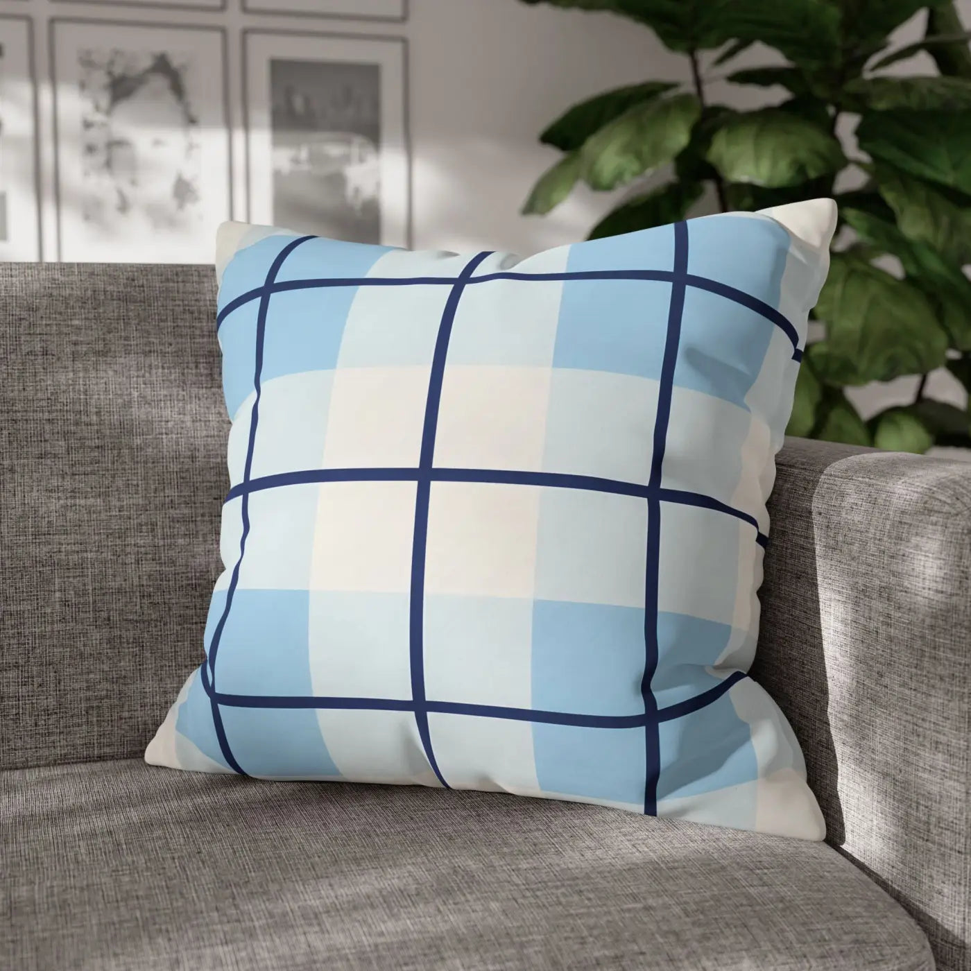 Buffalo Plaid Cushion Cover - Coastal Blue Vibes - DipaliZ