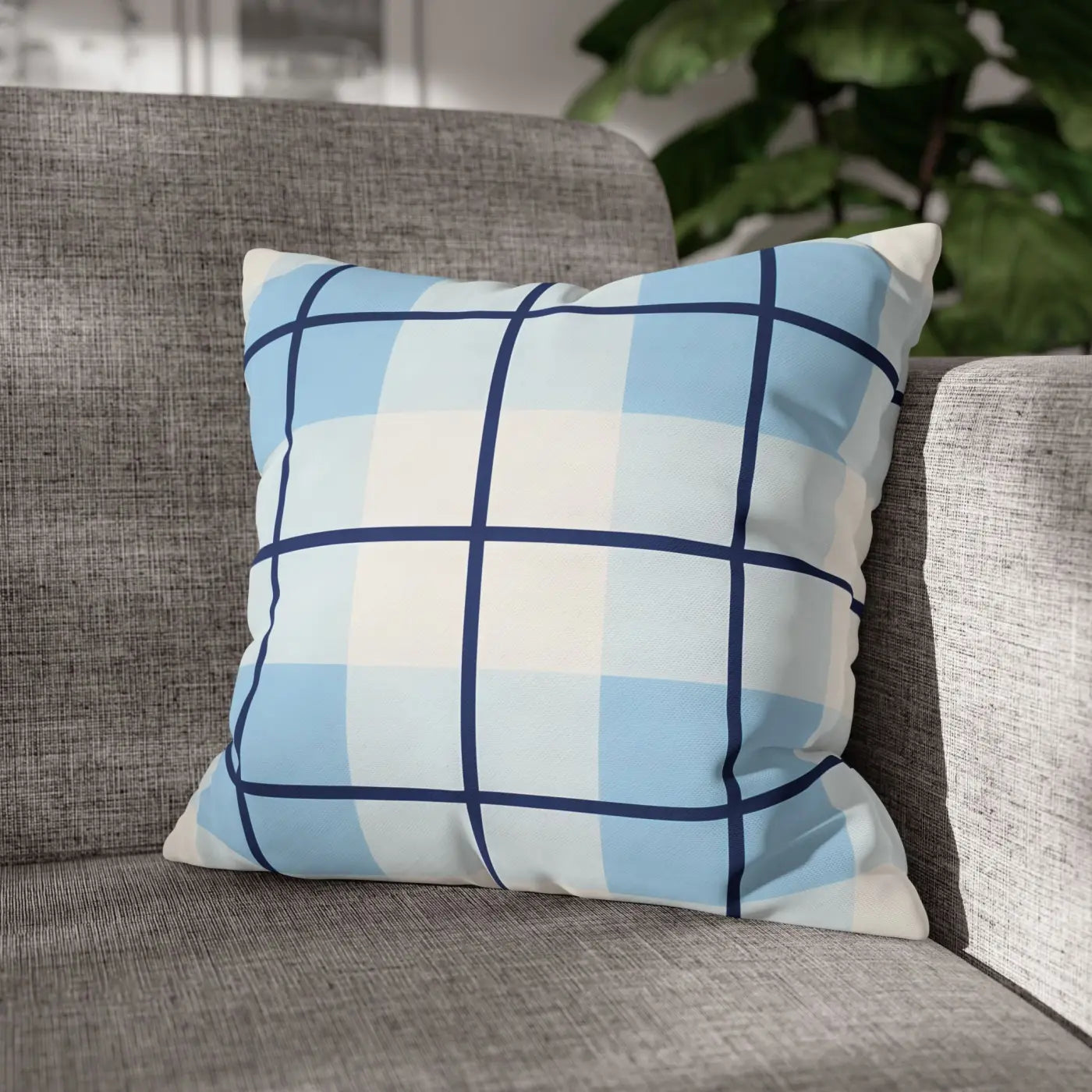 Buffalo Plaid Cushion Cover - Coastal Blue Vibes - DipaliZ