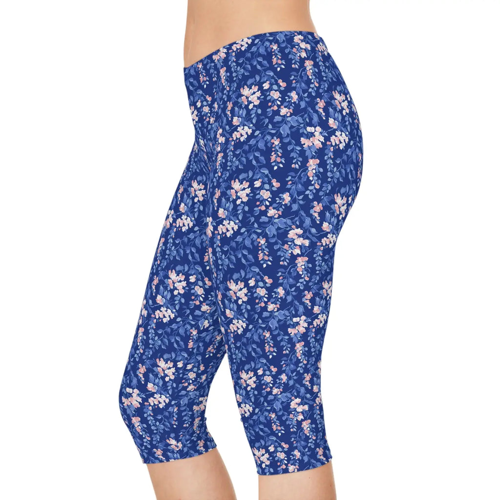 Floral Capri Leggings - Spring Garden Print Comfort - DipaliZ