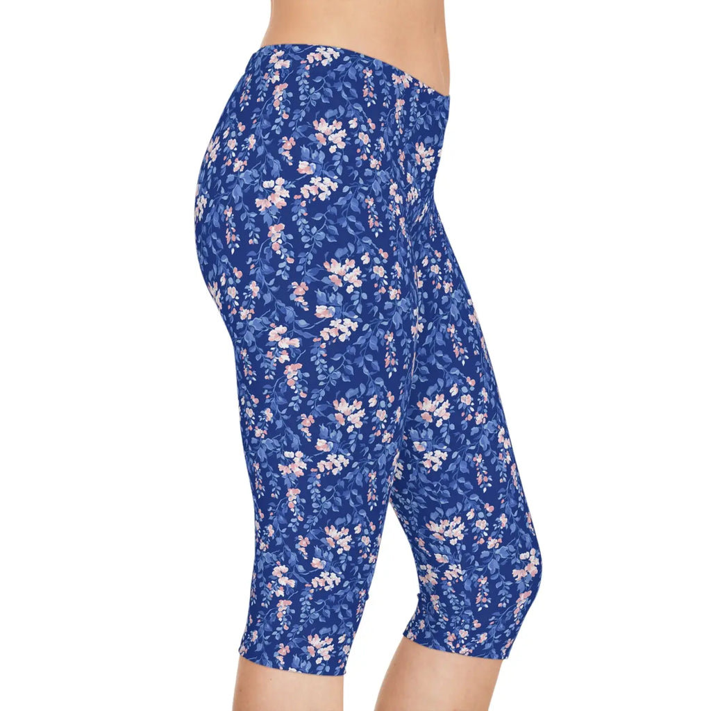 Floral Capri Leggings - Spring Garden Print Comfort - DipaliZ