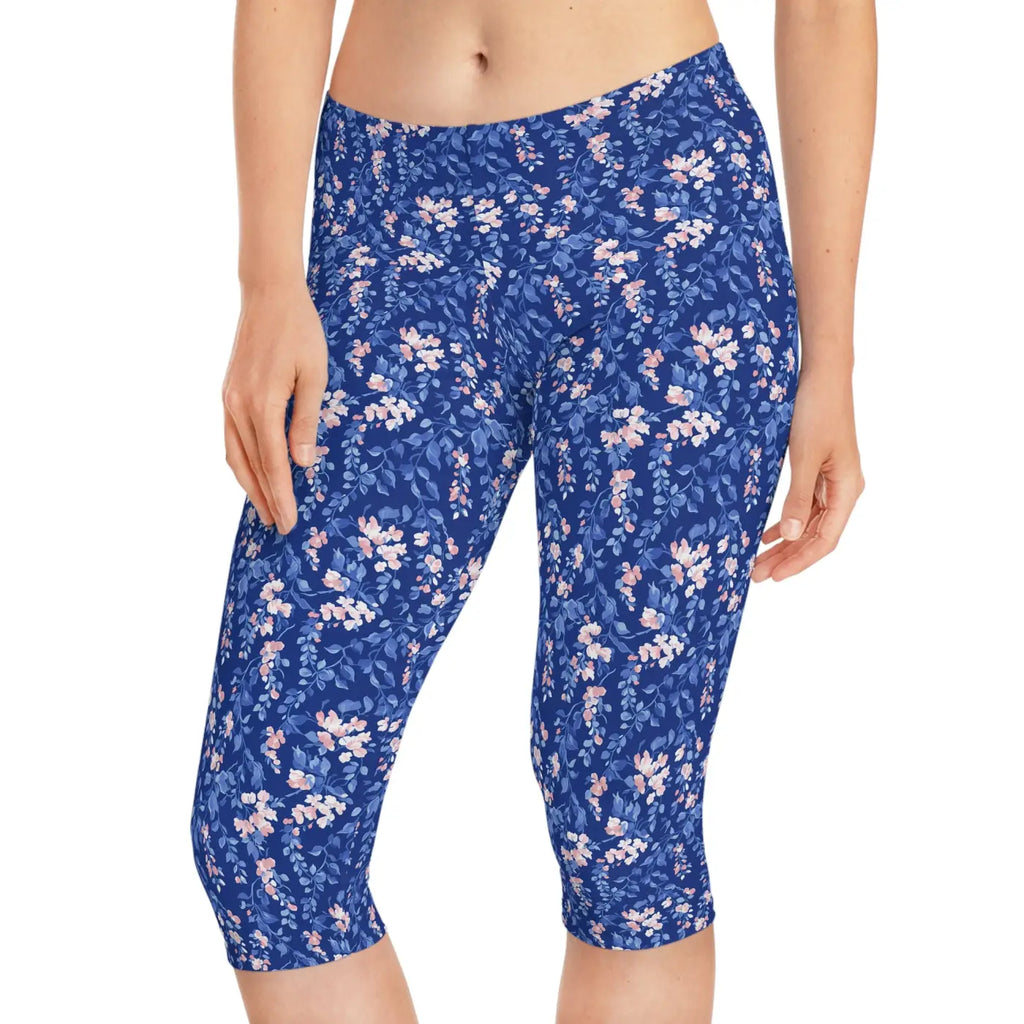 Floral Capri Leggings - Spring Garden Print Comfort - DipaliZ