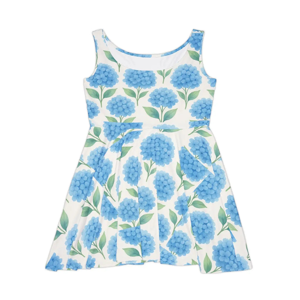 Women's Skater Dress - All-Over Blue Floral Hydrangea - DipaliZ