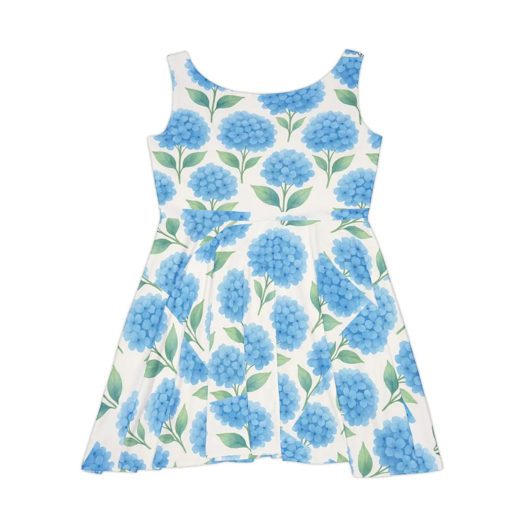 Women's Skater Dress - All-Over Blue Floral Hydrangea - DipaliZ