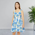 Women's Skater Dress - All-Over Blue Floral Hydrangea - DipaliZ