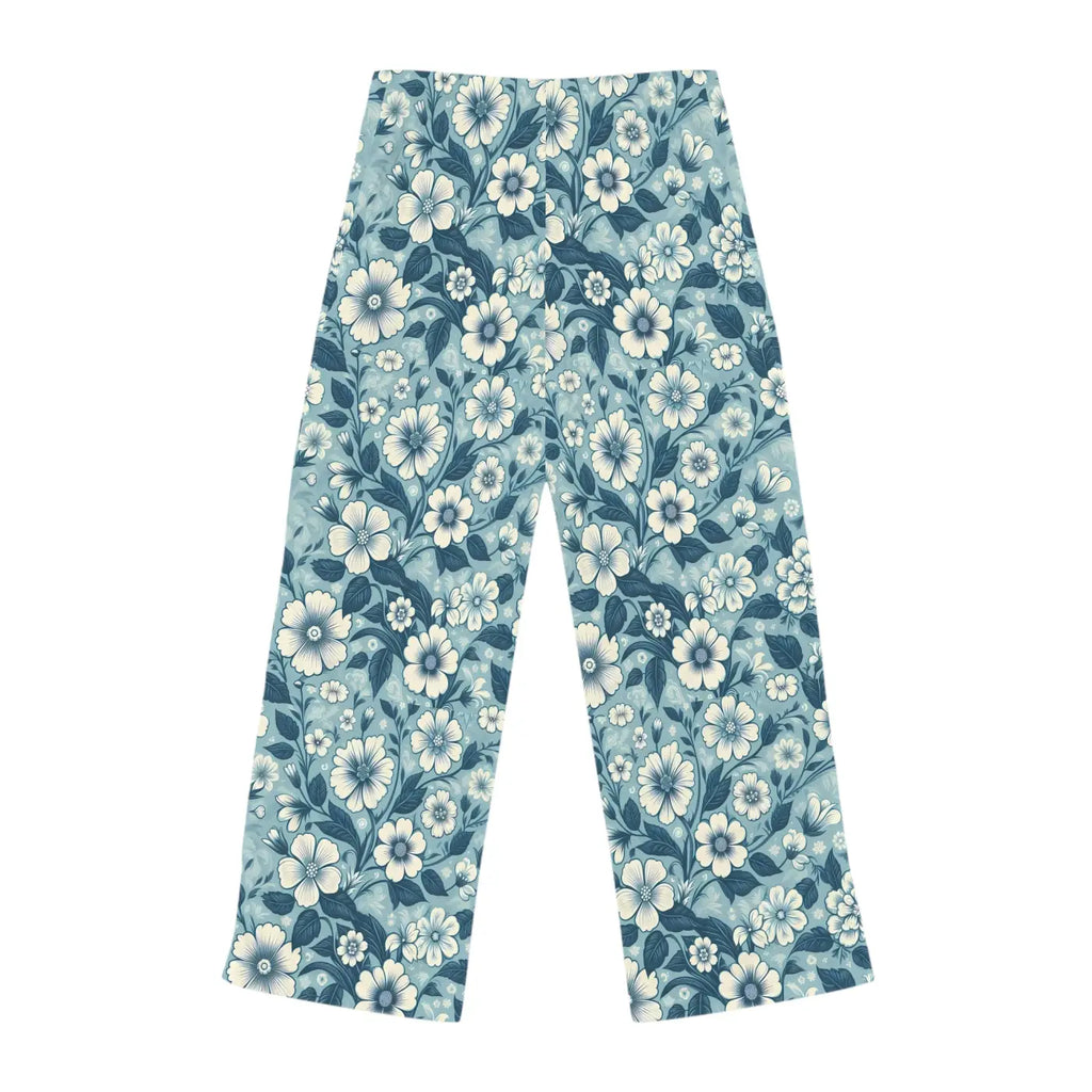 Blue Floral Pajama Pants - Soft Loungewear - DipaliZ