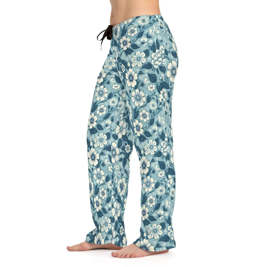 Blue Floral Pajama Pants - Soft Loungewear - DipaliZ