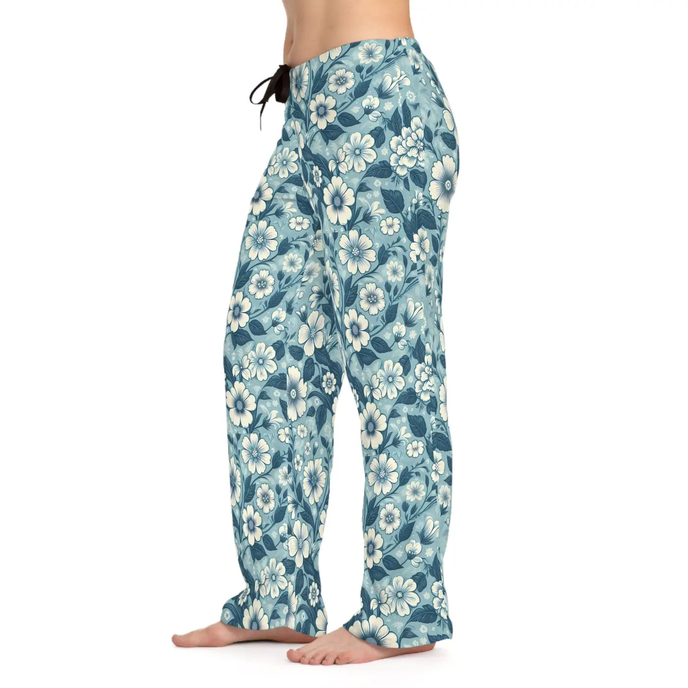 Blue Floral Pajama Pants - Soft Loungewear - DipaliZ