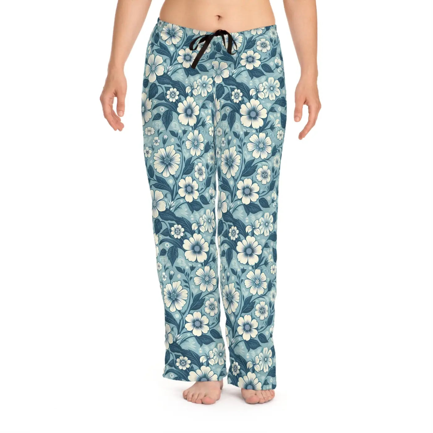 Blue Floral Pajama Pants - Soft Loungewear - DipaliZ